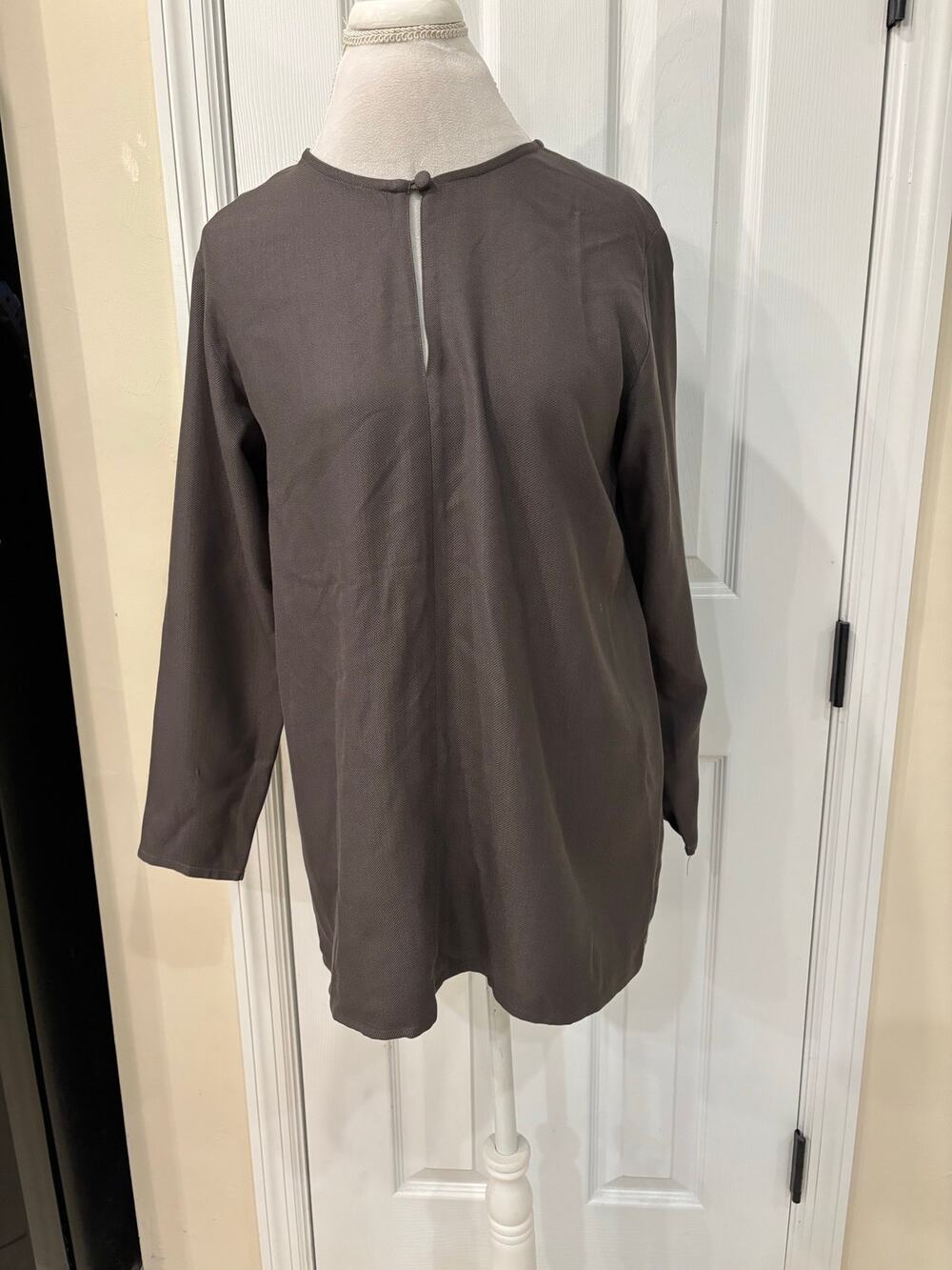 Eileen Fisher Medium Brown Tunic Style Shirt 100% Silk Fall
